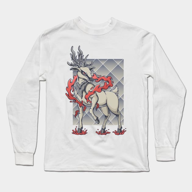 Strange Series - Deer Long Sleeve T-Shirt by Sorcendillustration